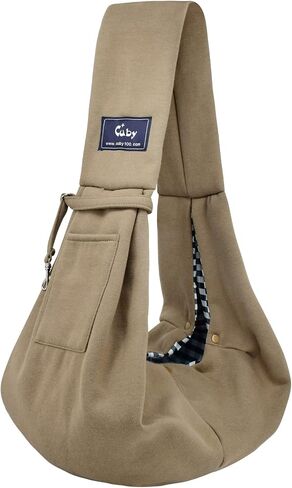 CUBY Dog and Cat Sling Carrier - Hands Free Reversible Pet Papoose Bag - Soft Pouch and Tote Design - Suitable for Puppy, Small Dogs Cats Outdoor (Pink, Unadjustable Strap) in Saudi Arabia