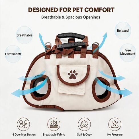 Small Dog Carrier Bag, Hands Free Pet Carrier Purse with Shoulder Strap & Leash Function, Portable Puppy Carrying Tote for Travel, Walking, Shopping and Daily Outings in Saudi Arabia