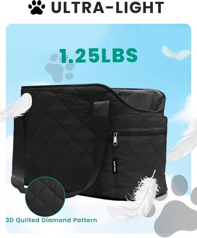 Lightweight Dog Purse Carrier for Small Dogs up to 15 lbs, Dog Tote Bag Puppy Carrier, Soft Plush Interior, Safety Leash Clip, 4 Side Pockets Dog Carrier Bag for Travel & Walking, Black in Saudi Arabia