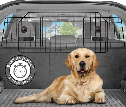 Pawple Dog Car Barrier for SUV's, Cars, Vehicles, & Trucks, Adjustable Large Pet Divider, Heavy-Duty Wire Mesh- Universal Fit in Saudi Arabia