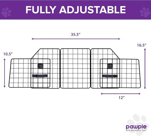 Pawple Dog Car Barrier for SUV's, Cars, Vehicles, & Trucks, Adjustable Large Pet Divider, Heavy-Duty Wire Mesh- Universal Fit in Saudi Arabia