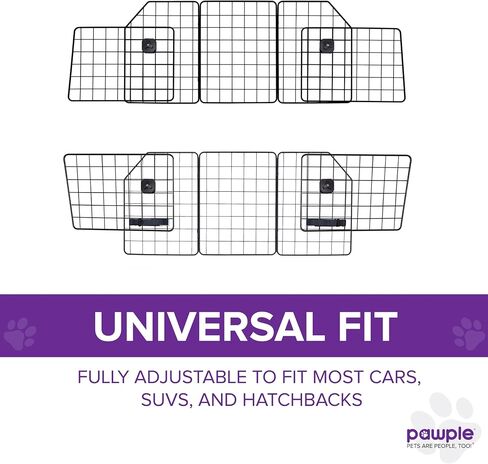Pawple Dog Car Barrier for SUV's, Cars, Vehicles, & Trucks, Adjustable Large Pet Divider, Heavy-Duty Wire Mesh- Universal Fit in Saudi Arabia