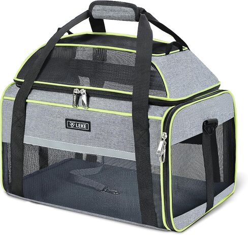 Lekereise Top-Expandable Pet Carrier 18x11x11Inch Delta American United Airline Approved Soft Sided Underseat to 15lbs Travel Carriers for Small Dogs Cats with Locking Safety Zippers Anti-Scratch Mesh in Kuwait