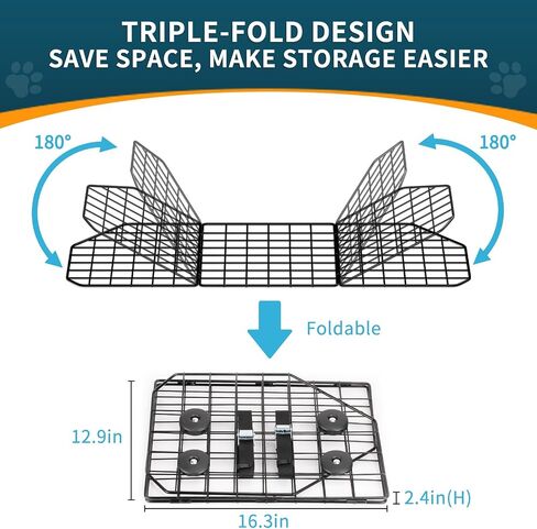 ERYTLLY Dog Car Barrier for SUVs, Vehicles, Dividers, Adjustable Heavy-Duty Wire Pet Gate, Foldable Car Pet Barrier with Mesh Bag, Car Accessories Safety Travel, for Cargo Area 36.6" to 64.5" Width in Kuwait