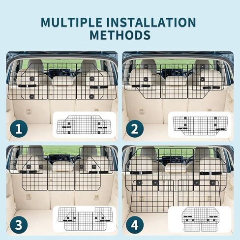 ERYTLLY Dog Car Barrier for SUVs, Vehicles, Dividers, Adjustable Heavy-Duty Wire Pet Gate, Foldable Car Pet Barrier with Mesh Bag, Car Accessories Safety Travel, for Cargo Area 36.6" to 64.5" Width in Kuwait