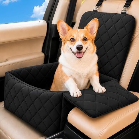 Dog Car Seat with Foldable Armrest for Small/Medium Dogs, Pet Travel Bed in Kuwait