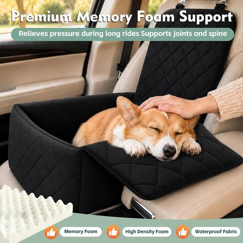 Dog Car Seat with Foldable Armrest for Small/Medium Dogs, Pet Travel Bed in Kuwait
