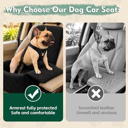 Dog Car Seat with Foldable Armrest for Small/Medium Dogs, Pet Travel Bed in Kuwait