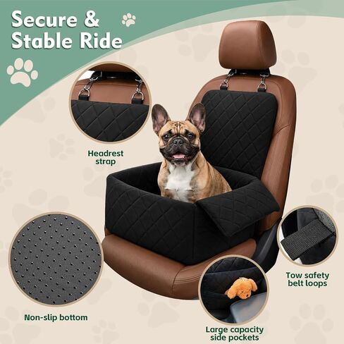 Dog Car Seat with Foldable Armrest for Small/Medium Dogs, Pet Travel Bed in Kuwait