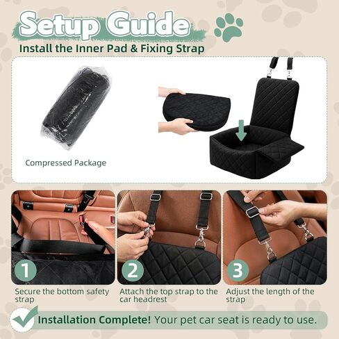 Dog Car Seat with Foldable Armrest for Small/Medium Dogs, Pet Travel Bed in Kuwait