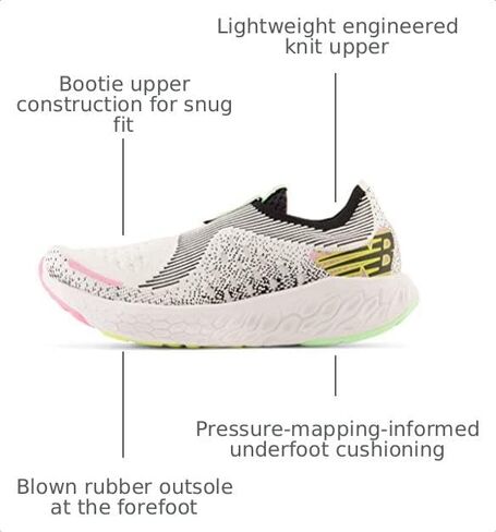 حذاء الجري Fresh Foam X 1080 Unlaced V1 للنساء من New Balance، أبيض/أسود/أخضر نابض بالحياة/علكة، 5 in Kuwait