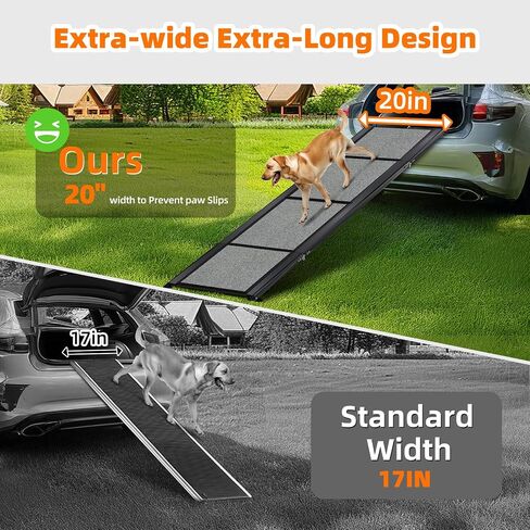 Dog Ramp for Car 𝟕𝟏"𝐱𝟐𝟎" Large Folding Pet Stair Ramps for Truck, SUV, with Non-Slip Surface, Up to 250LBS, Outdoor Dog Car Ramp for Medium & Large Dogs, Portable Pet Steps in Kuwait