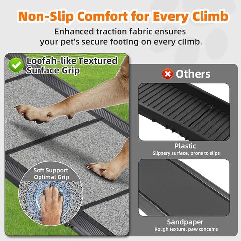 Dog Ramp for Car 𝟕𝟏"𝐱𝟐𝟎" Large Folding Pet Stair Ramps for Truck, SUV, with Non-Slip Surface, Up to 250LBS, Outdoor Dog Car Ramp for Medium & Large Dogs, Portable Pet Steps in Kuwait