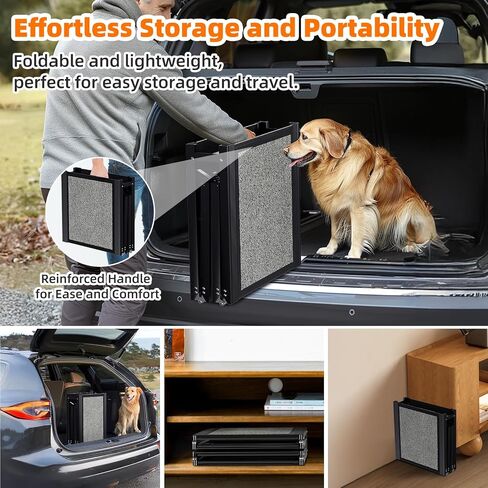 Dog Ramp for Car 𝟕𝟏"𝐱𝟐𝟎" Large Folding Pet Stair Ramps for Truck, SUV, with Non-Slip Surface, Up to 250LBS, Outdoor Dog Car Ramp for Medium & Large Dogs, Portable Pet Steps in Kuwait