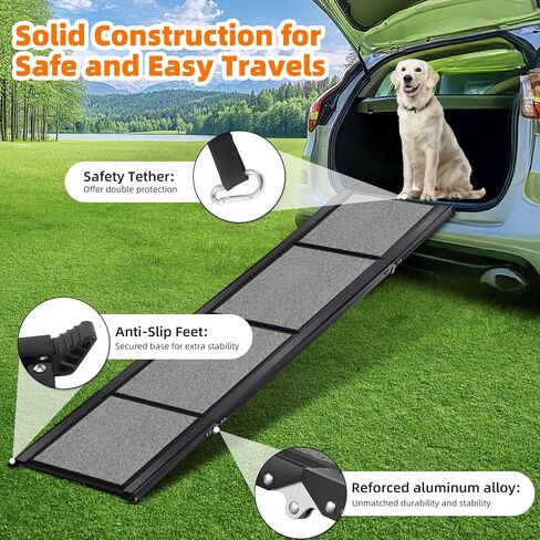 Dog Ramp for Car 𝟕𝟏"𝐱𝟐𝟎" Large Folding Pet Stair Ramps for Truck, SUV, with Non-Slip Surface, Up to 250LBS, Outdoor Dog Car Ramp for Medium & Large Dogs, Portable Pet Steps in Kuwait