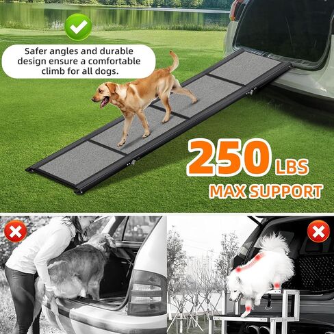 Dog Ramp for Car 𝟕𝟏"𝐱𝟐𝟎" Large Folding Pet Stair Ramps for Truck, SUV, with Non-Slip Surface, Up to 250LBS, Outdoor Dog Car Ramp for Medium & Large Dogs, Portable Pet Steps in Kuwait