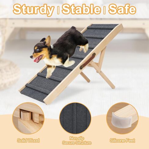 Large Dog Pet Ramp Stairs for Bed Couch Car Truck SUV,Dog Pet Ramp for Small Large Dogs Pets to Get on High Bed Truck Couch Sofa in Kuwait