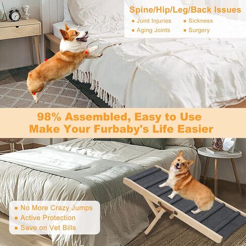 Large Dog Pet Ramp Stairs for Bed Couch Car Truck SUV,Dog Pet Ramp for Small Large Dogs Pets to Get on High Bed Truck Couch Sofa in Kuwait