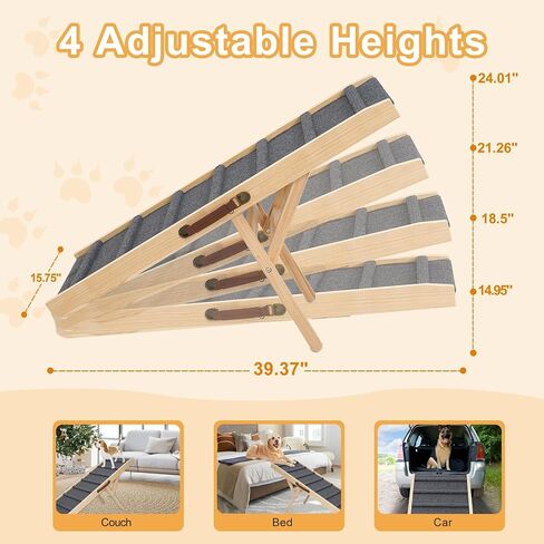 Large Dog Pet Ramp Stairs for Bed Couch Car Truck SUV,Dog Pet Ramp for Small Large Dogs Pets to Get on High Bed Truck Couch Sofa in Kuwait