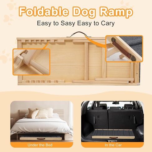 Large Dog Pet Ramp Stairs for Bed Couch Car Truck SUV,Dog Pet Ramp for Small Large Dogs Pets to Get on High Bed Truck Couch Sofa in Kuwait