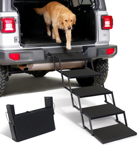 Foldable Dog Steps for Car SUV Truck - 5-Step Wide Stairs, 9.9Lbs in Saudi Arabia
