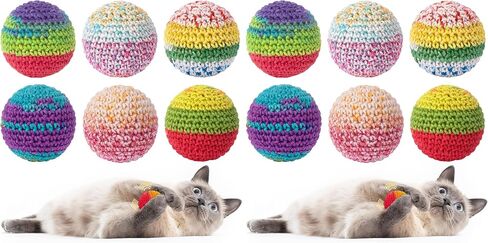 Retro Shaw Cat Toys Balls, Wool Yarn Cat Ball with Bell Inside, 6Pcs in Saudi Arabia
