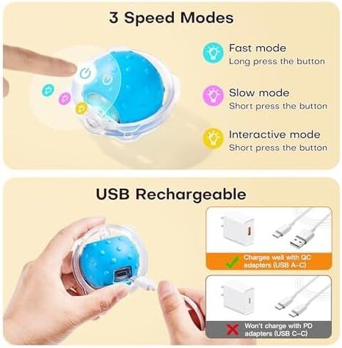 Potaroma Interactive Cat Toys, Fast Moving Ball in Play Mat, Automatic Motion Activated Ball Hide and Seek for Indoor Exercise Kicker, Animal Squeaky, 28 Inch Mat in Kuwait