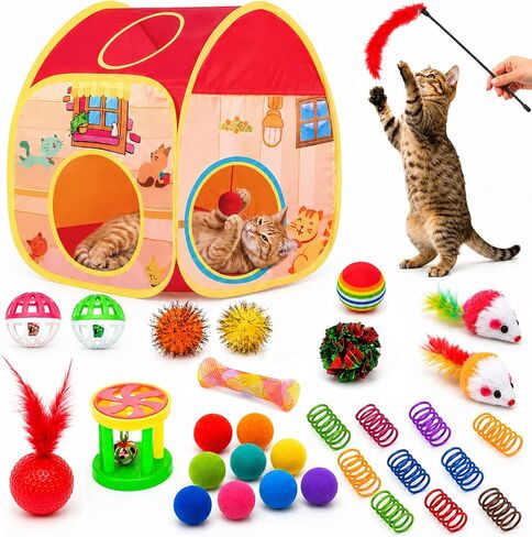 AILUKI 35PCS Cat Toys Variety Pack for Indoor Cats, Kitten Toys Cat Tunnel in Saudi Arabia