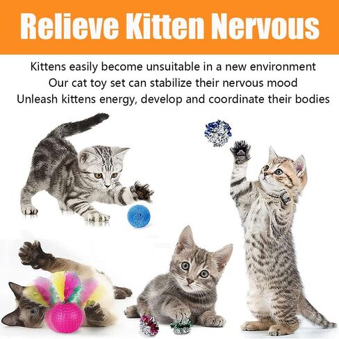 21 Pcs Cat Toys for Indoor Cats Collapsible Cat Tunnel Interactive Feather Teaser Wand Ball Toy for Kitten Cats in Kuwait