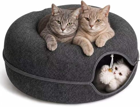 Felt Cat Tunnel for Large Indoor Cats, 24" x 24" x 12" Peekaboo Cave Bed in Saudi Arabia