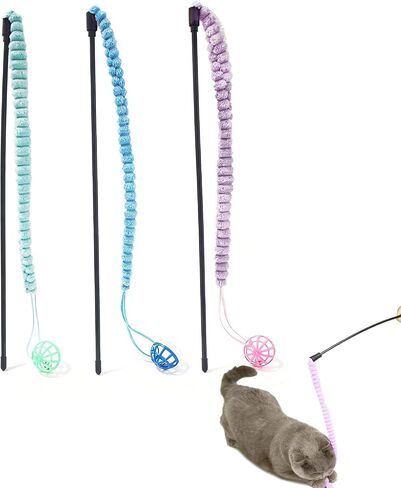 IUHKBH Plush Cat Wands, 3 PCS Charm Teaser Toys Interactive Cat Stick Colorful Teaser Wands for All Breed Sizes in Saudi Arabia