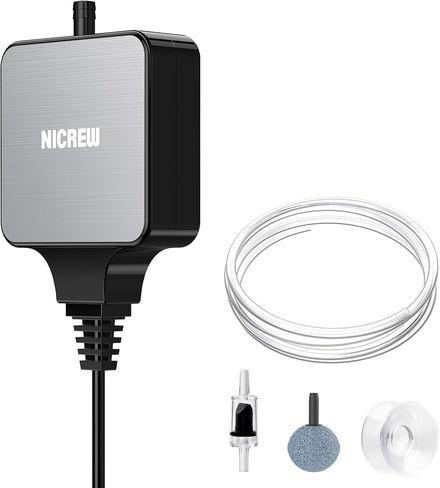 NICREW Nano Silent Aquarium Air Pump, Black, for up to 10 Gallon Fish Tank in Kuwait