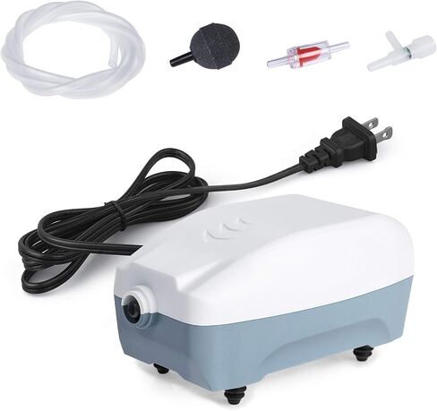 HITOP 2W Single Outlet Aquarium Air Pump, 25GPH Fish Tank Aerator with Accessories, Quiet Oxygen Pump for Small Tank up to 15gallon in Kuwait