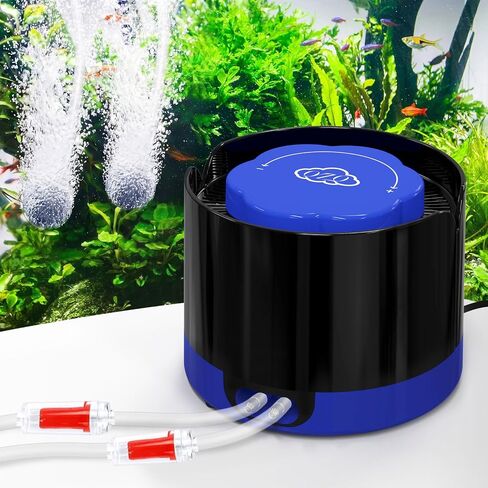 QZQ Aquarium Air Pump, Quiet Fish Tank Air Pump with Dual Outlets, 3W/5W Powerful Adjustable Oxygen Pump with Accessories, Aquarium Bubbler Aerator for Fish Tank Up to 80 Gallon (3W) in Saudi Arabia