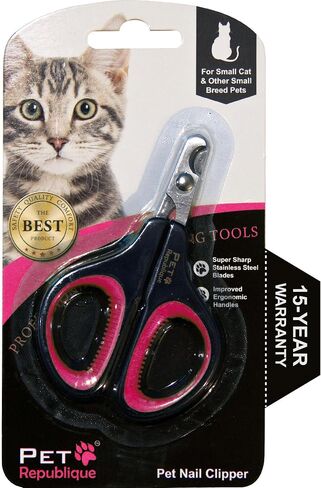Cat Nail Clippers by Pet Republique – Professional Stainless-Steel Nail Clipper for Cats, Kittens, Hamster, Rabbits, Birds, & Small Breed Animals Claw Trimmer (Black+Yellow) in Saudi Arabia