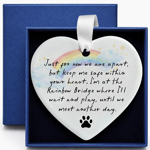 OFlyDesigns Pet Memorial Ceramic Heart Keepsake,When Tomorrow Starts Without Me Remembrance Ornament for Dog or Cat, Loving Memory Sympathy Decor, Pet Loss Bereavement Hanging Heart in Saudi Arabia