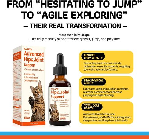 Liquid Glucosamine for Cats 2-Pack, Hip & Joint Pain Relief Drop Supplement in Kuwait