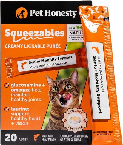 Pet Honesty Vet Backed Cat Joint Supplement Lickable Puree, Salmon, 20 Ct in Saudi Arabia
