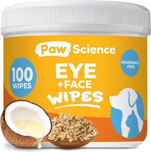 Paw Science Dog Eye Wipes (100 Count) Hypoallergenic Eye & Face Wipes for Dogs & Cats - Pet Tear Stain Remover & Cleaner - Cleans & Removes Discharge, Crust, & Gunk (Coconut) in Saudi Arabia