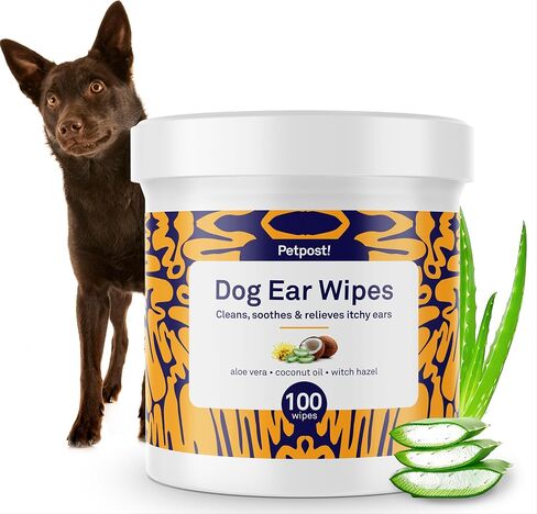 Petpost | Cat Ear Cleaner Wipes - Ultra Soft Cotton Pads in Coconut Oil Solution - Treatment for Removing Cat Ear Dirt & Wax 100 ct. in Kuwait