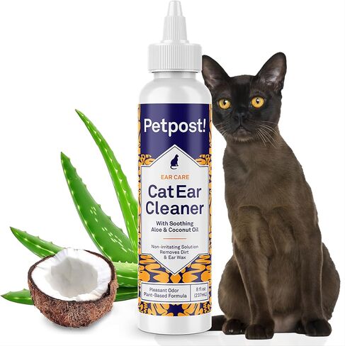 Petpost | Cat Ear Cleaner Wipes - Ultra Soft Cotton Pads in Coconut Oil Solution - Treatment for Removing Cat Ear Dirt & Wax 100 ct. in Kuwait
