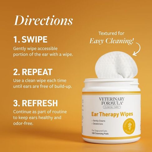 Veterinary Formula Clinical Care Ear Therapy Wipes for Dogs & Cats, 100 Ct in Kuwait