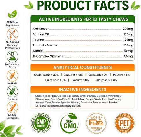 Carmelie Cat Grass Treats Chews, Hairball Treatment for Cats, 500 Count in Saudi Arabia