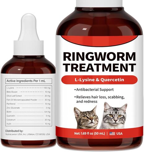 Ringworm Treatment for Cats and Dogs, Mange Support Liquid Supplement, Dog Itchy Skin Relief, Cat Itch Relief, Supports Healthy Coat, Dandruff & Redness Care, 1.69 fl oz in Kuwait
