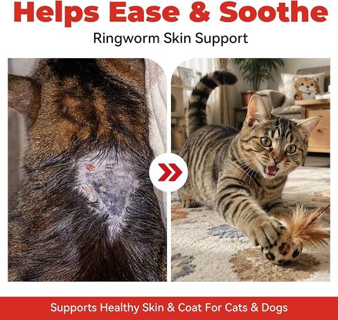 Ringworm Treatment for Cats and Dogs, Mange Support Liquid Supplement, Dog Itchy Skin Relief, Cat Itch Relief, Supports Healthy Coat, Dandruff & Redness Care, 1.69 fl oz in Kuwait