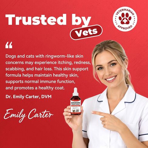 Ringworm Treatment for Cats and Dogs, Mange Support Liquid Supplement, Dog Itchy Skin Relief, Cat Itch Relief, Supports Healthy Coat, Dandruff & Redness Care, 1.69 fl oz in Kuwait