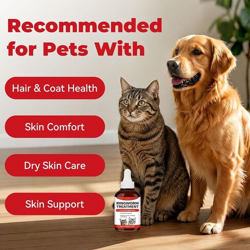 Ringworm Treatment for Cats and Dogs, Mange Support Liquid Supplement, Dog Itchy Skin Relief, Cat Itch Relief, Supports Healthy Coat, Dandruff & Redness Care, 1.69 fl oz in Kuwait