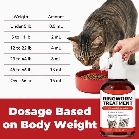 Ringworm Treatment for Cats and Dogs, Mange Support Liquid Supplement, Dog Itchy Skin Relief, Cat Itch Relief, Supports Healthy Coat, Dandruff & Redness Care, 1.69 fl oz in Kuwait