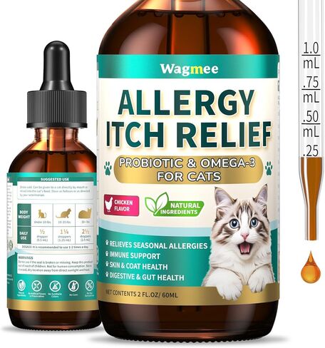Allergy Relief for Cats, Cat Itchy Skin Relief - Omega 3 & Probiotic, 60ml in Saudi Arabia