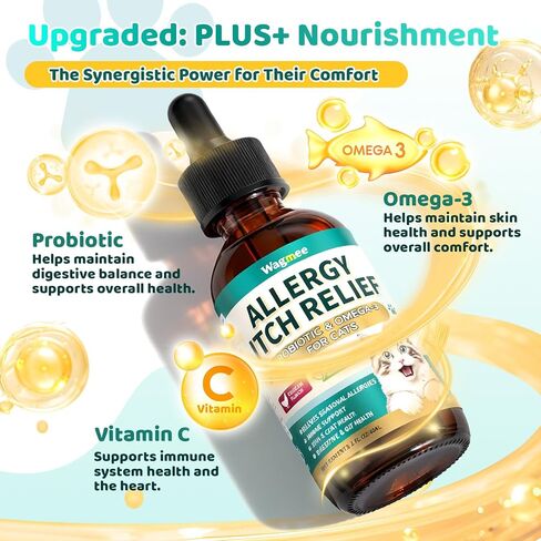 Allergy Relief for Cats, Cat Itchy Skin Relief - Omega 3 & Probiotic, 60ml in Saudi Arabia